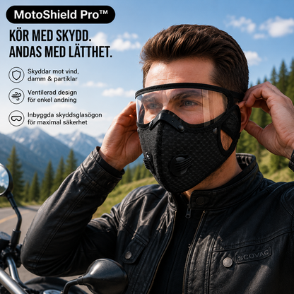 MotoShield Pro™ Motorcykelmask – Vindskydd med integrerade skyddsglasögon