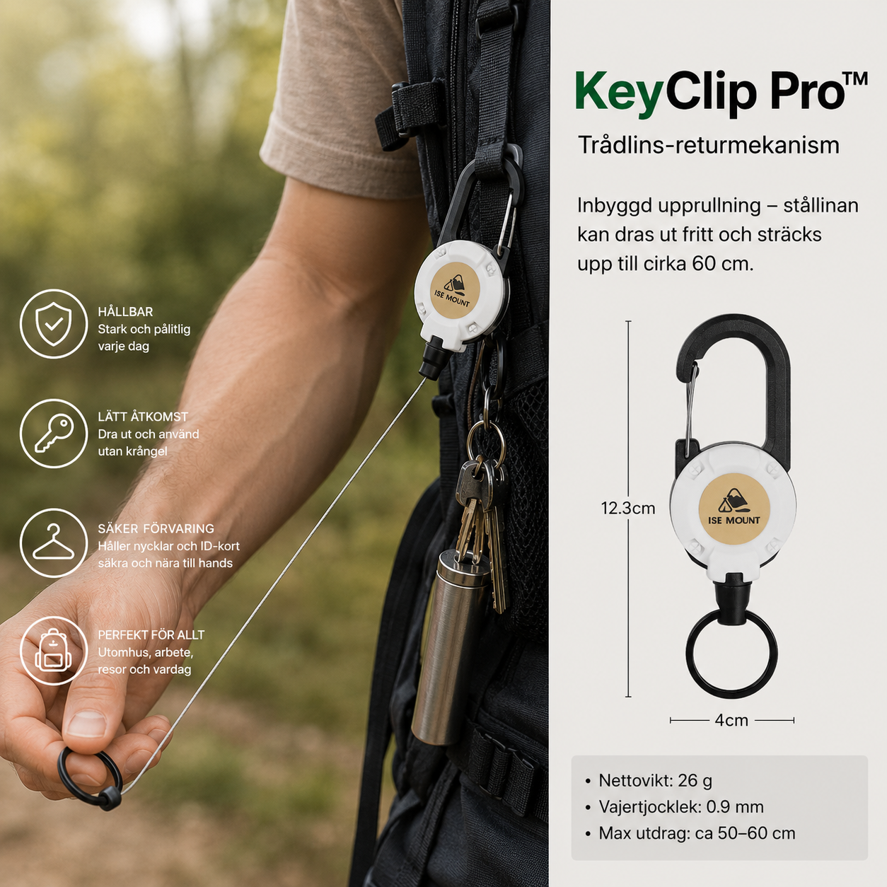 KeyClip Pro™ Karbinhake – Smidig och säker organisering av nycklar varje dag