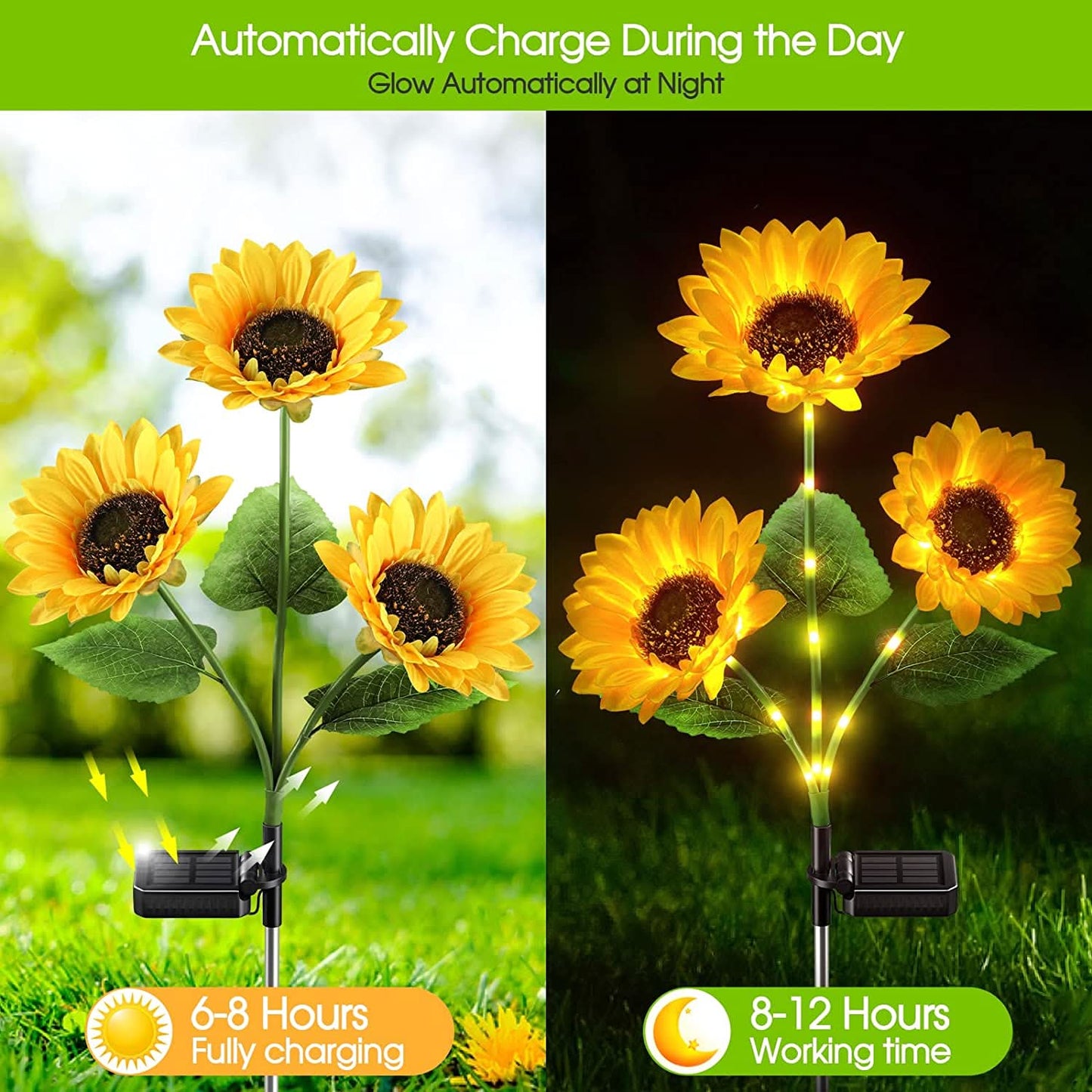 SunBloom Glow™ Solcellslampa – Solrosdesign som lyser upp trädgården med varm charm