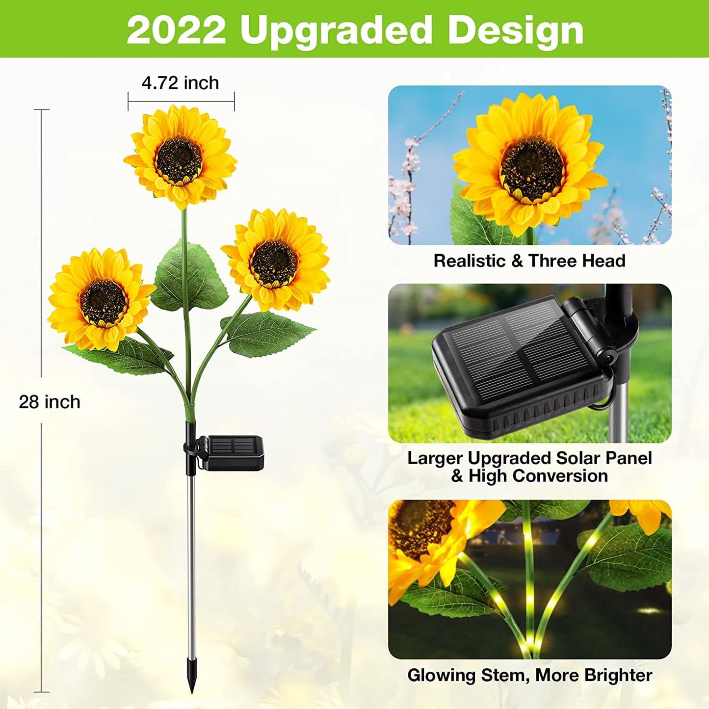 SunBloom Glow™ Solcellslampa – Solrosdesign som lyser upp trädgården med varm charm