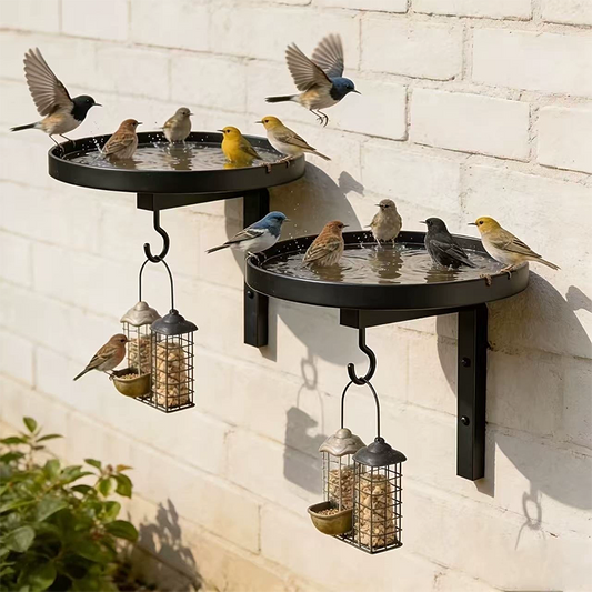 BirdHaven Pro™ Väggmonterat Fågelbad – Elegant vattenplats för trädgårdens fåglar