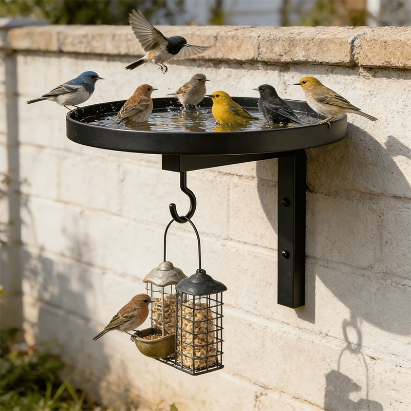 BirdHaven Pro™ Väggmonterat Fågelbad – Elegant vattenplats för trädgårdens fåglar