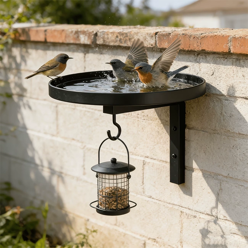 BirdHaven Pro™ Väggmonterat Fågelbad – Elegant vattenplats för trädgårdens fåglar