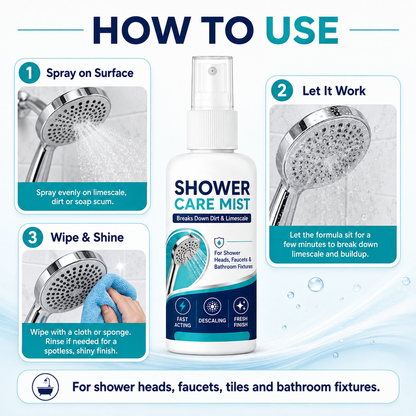 Fast-acting limescale remover spray for shower heads and faucets